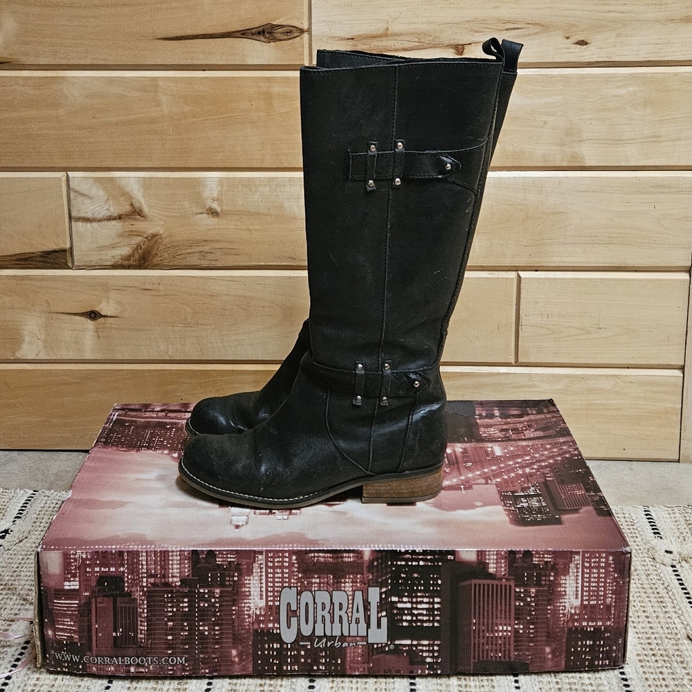 Black Leather Knee-High Boots